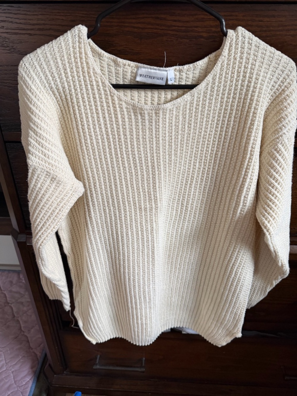 Weathervane Cream Ribbed Crewneck Sweater